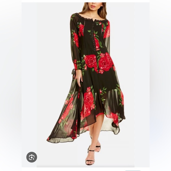 Disney Princess/Garcia Off-The-Shoulder Maxi Floral Dress Corset Floral SZ Small - Picture 1 of 8